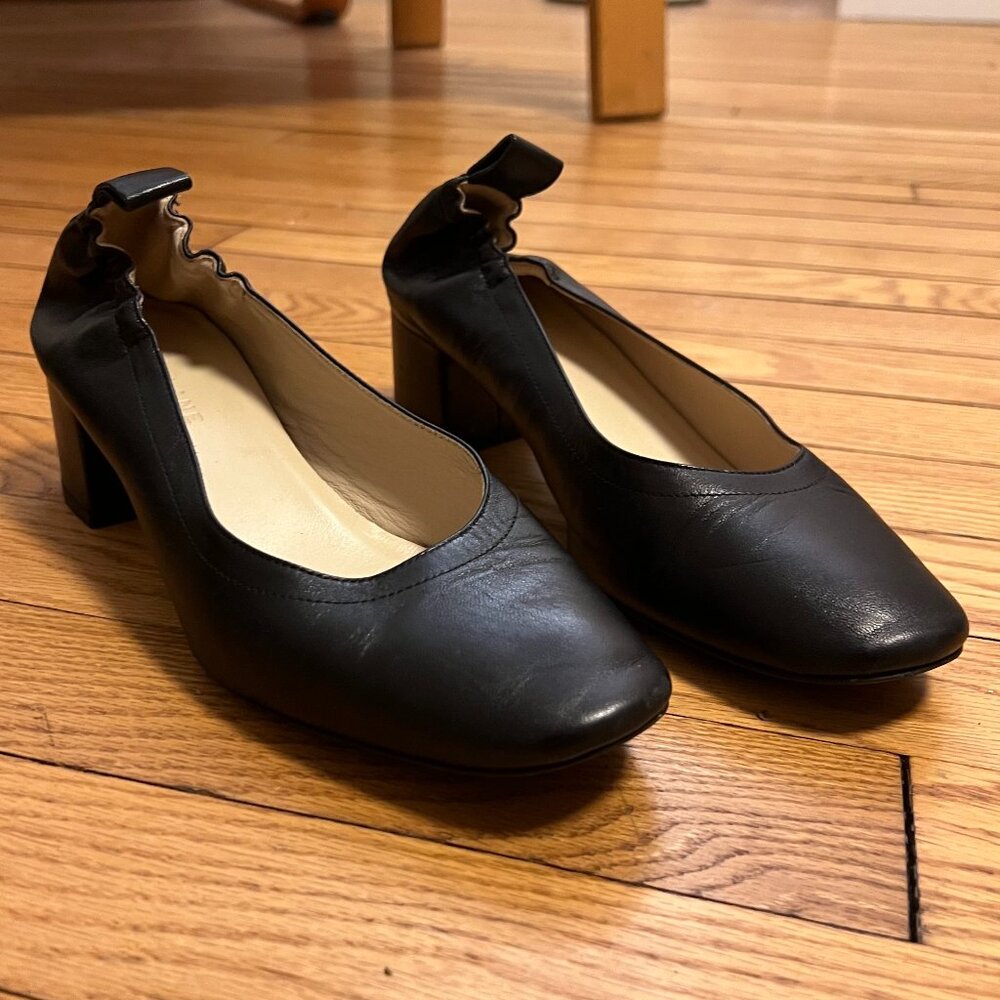 Everlane The Day Heel - Black Leather - Size 5